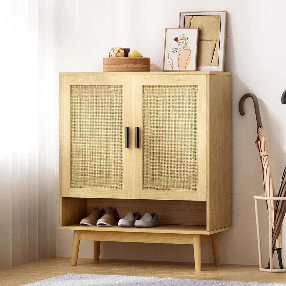 Shoe Rack Cabinet Rattan 