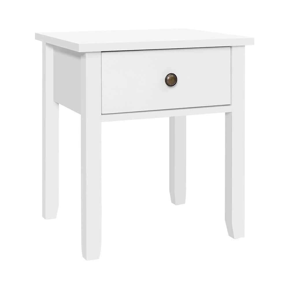 Reena Bedside Table 1 Drawer White