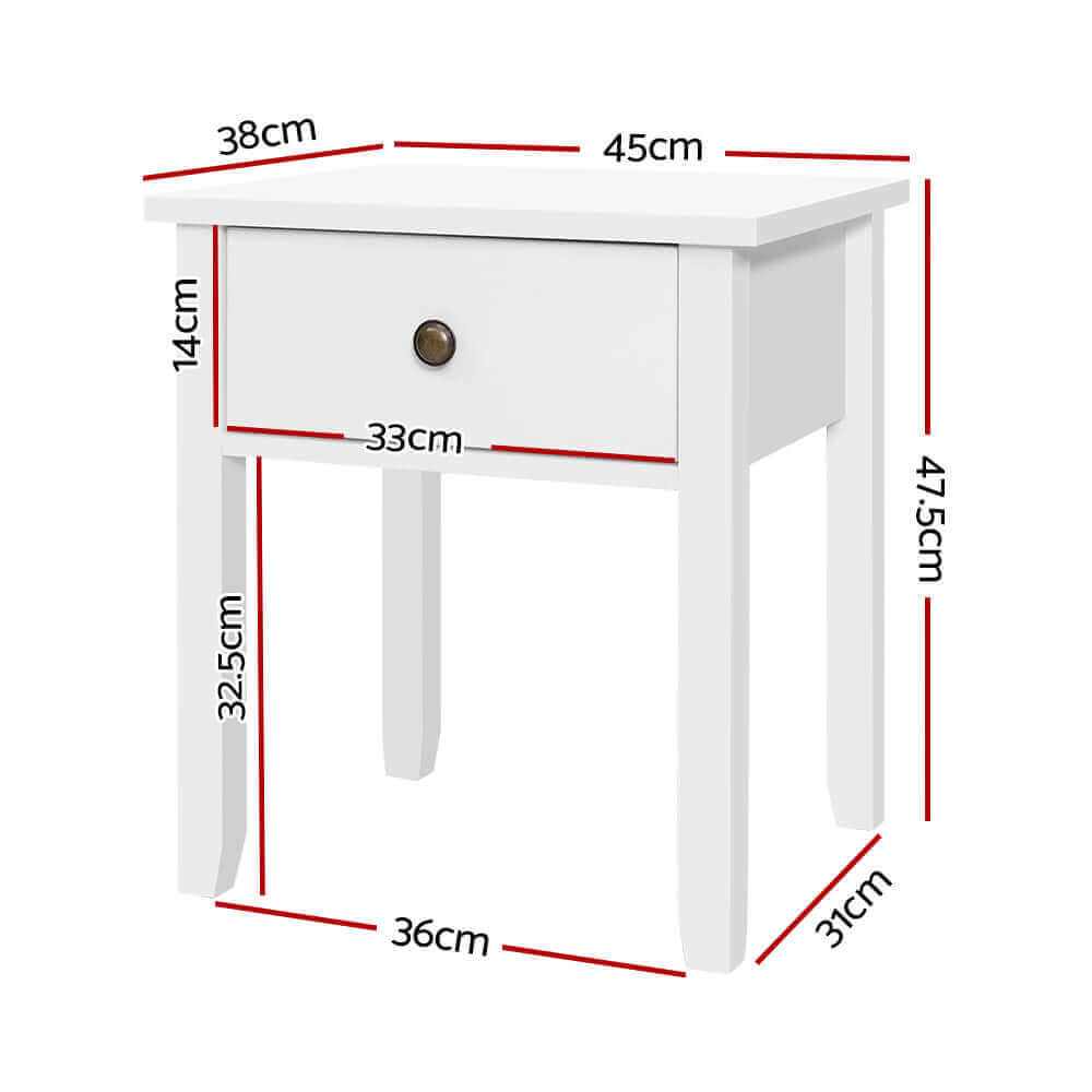 Reena Bedside Table 1 Drawer White