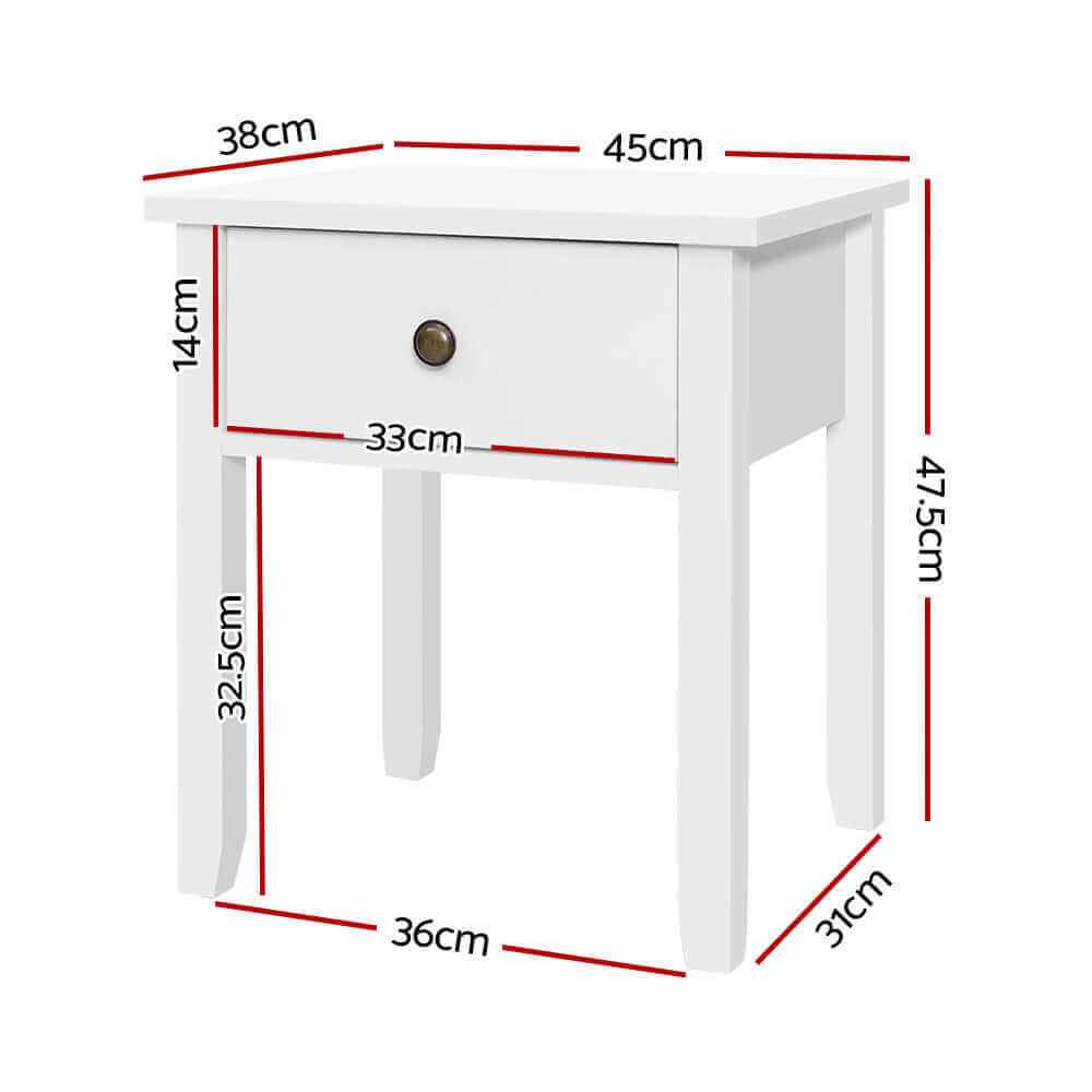 Bedside Table 1 Drawer White