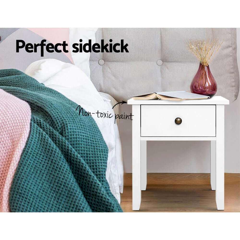 Reena Bedside Table 1 Drawer White