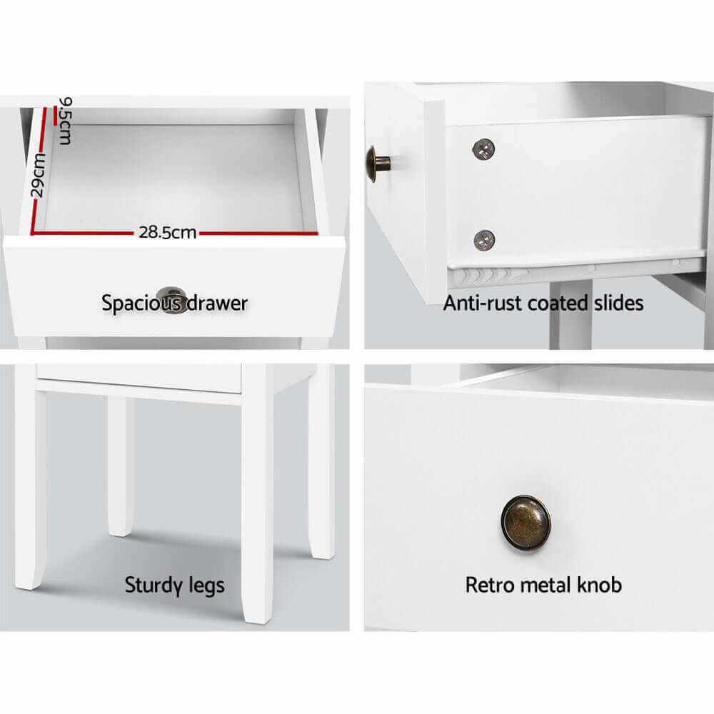 Reena Bedside Table 1 Drawer White