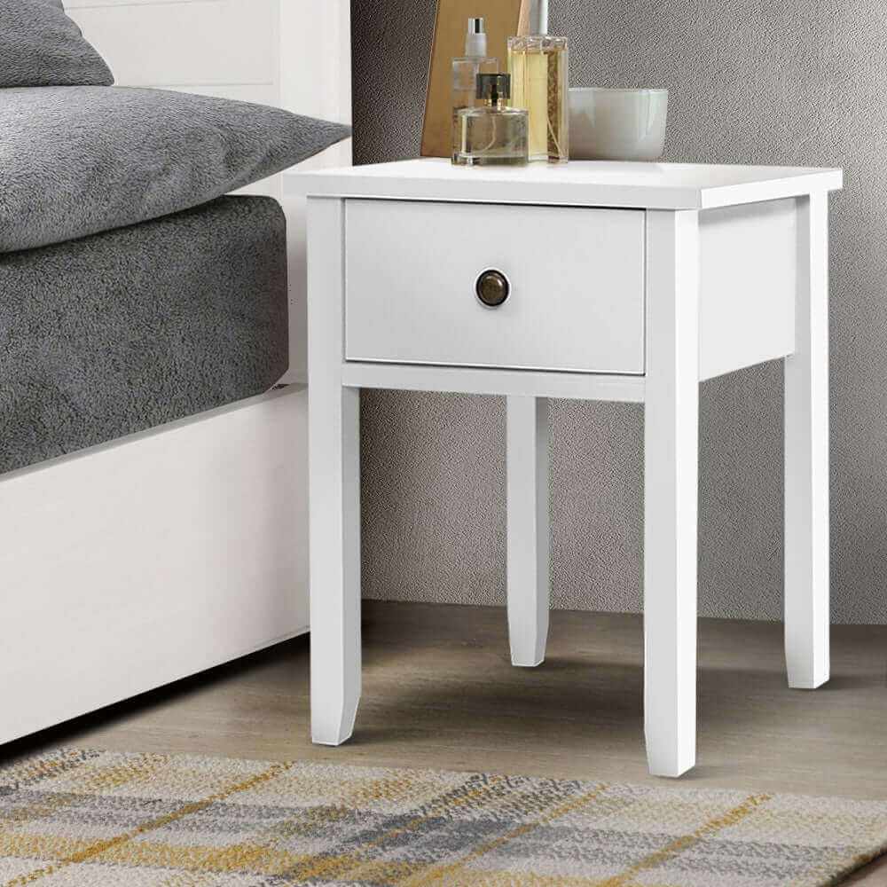 Reena Bedside Table 1 Drawer White