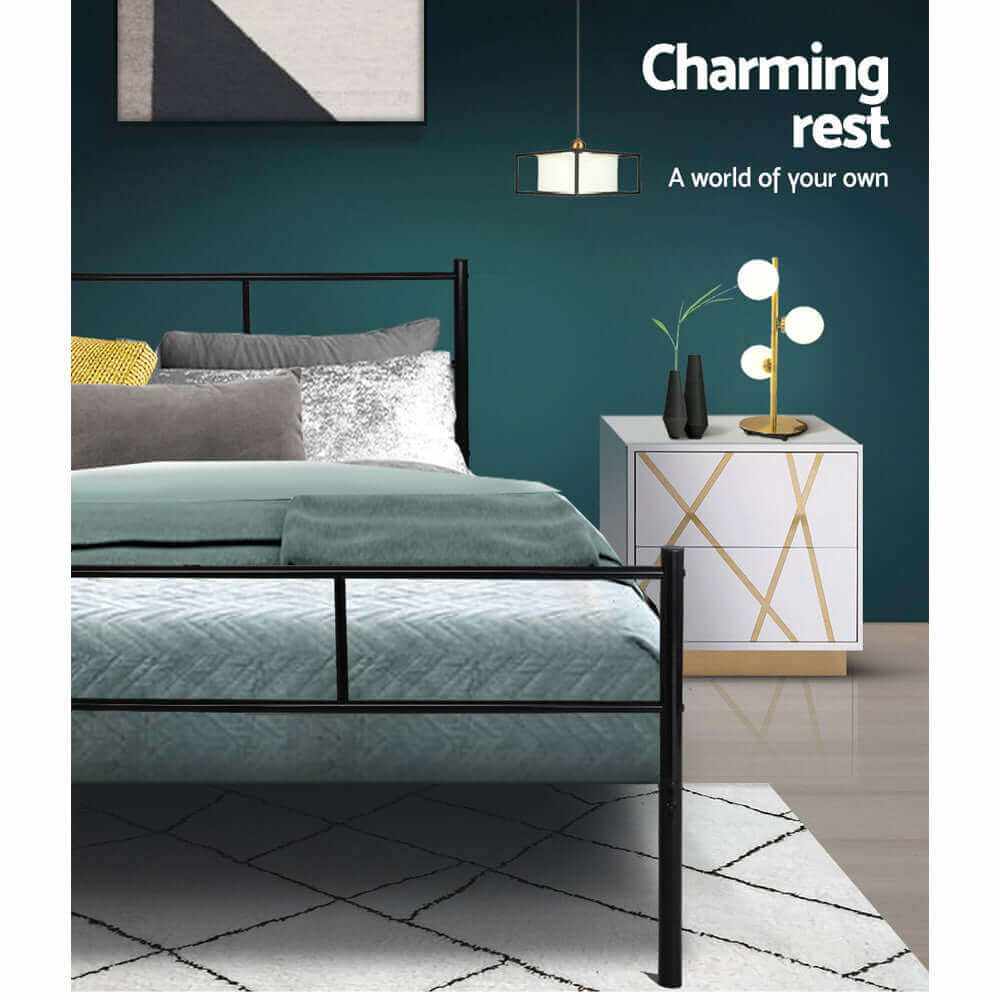 SOL Bed Frame Double Metal - Black