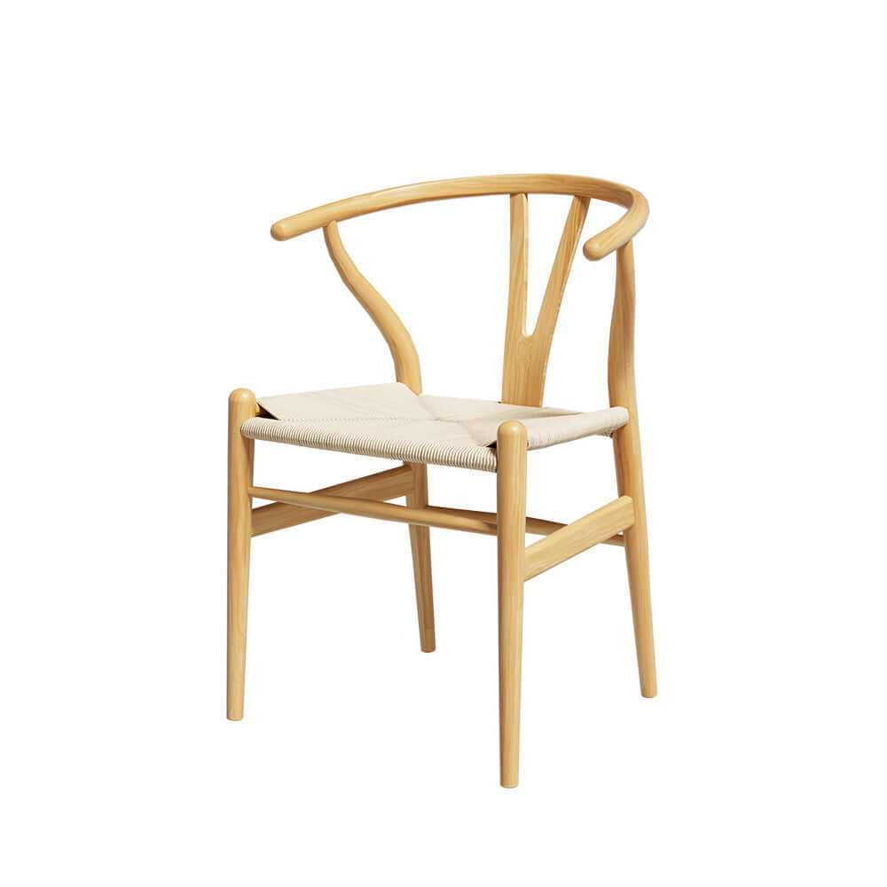 Wishbone Back Wood Rattan Dining Chair