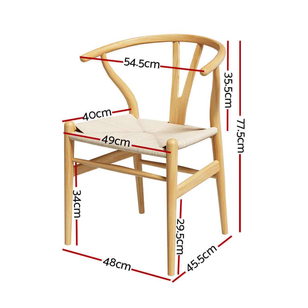 Wishbone Back Wood Rattan Dining Chair