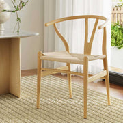 Wishbone Back Wood Rattan Dining Chair