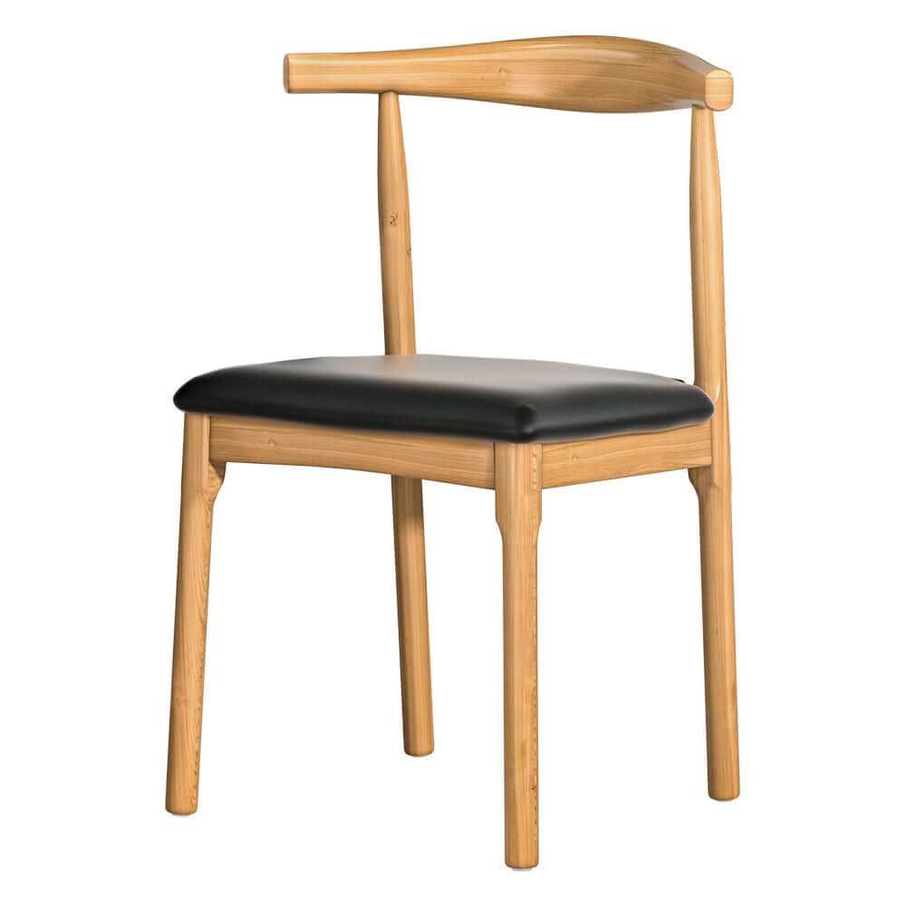 Dining Chair Leather Seat Black