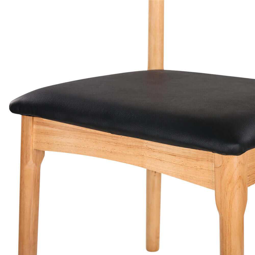 Dining Chair Leather Seat Black