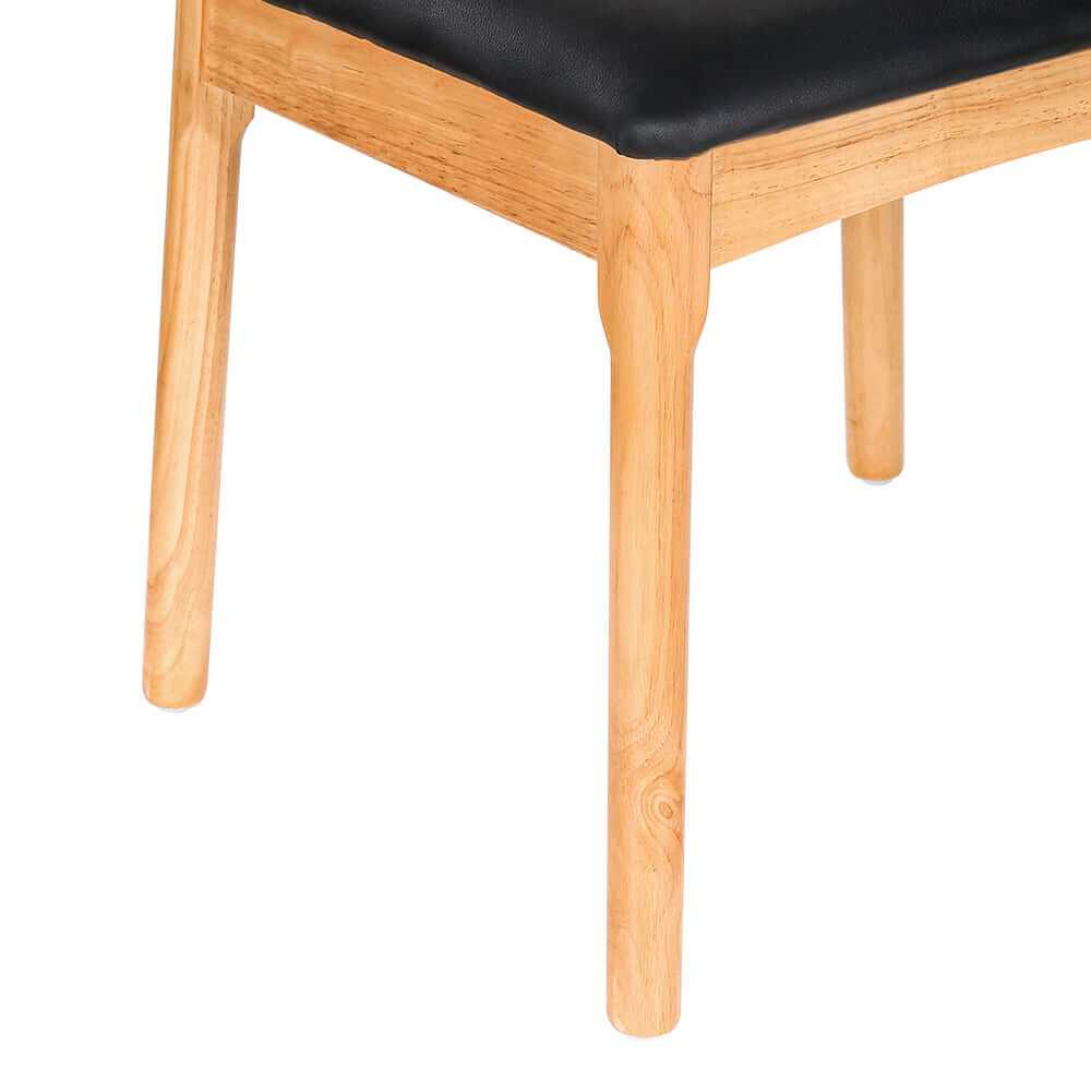 Dining Chair Leather Seat Black