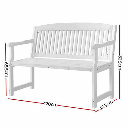 Gardeon Outdoor Garden Wooden 2 Seater Bench - White