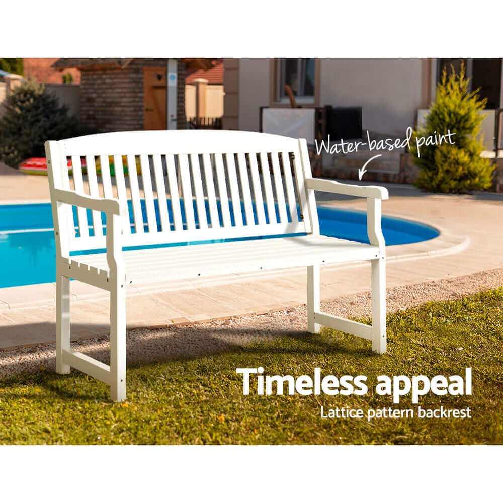 Gardeon Outdoor Garden Wooden 2 Seater Bench - White