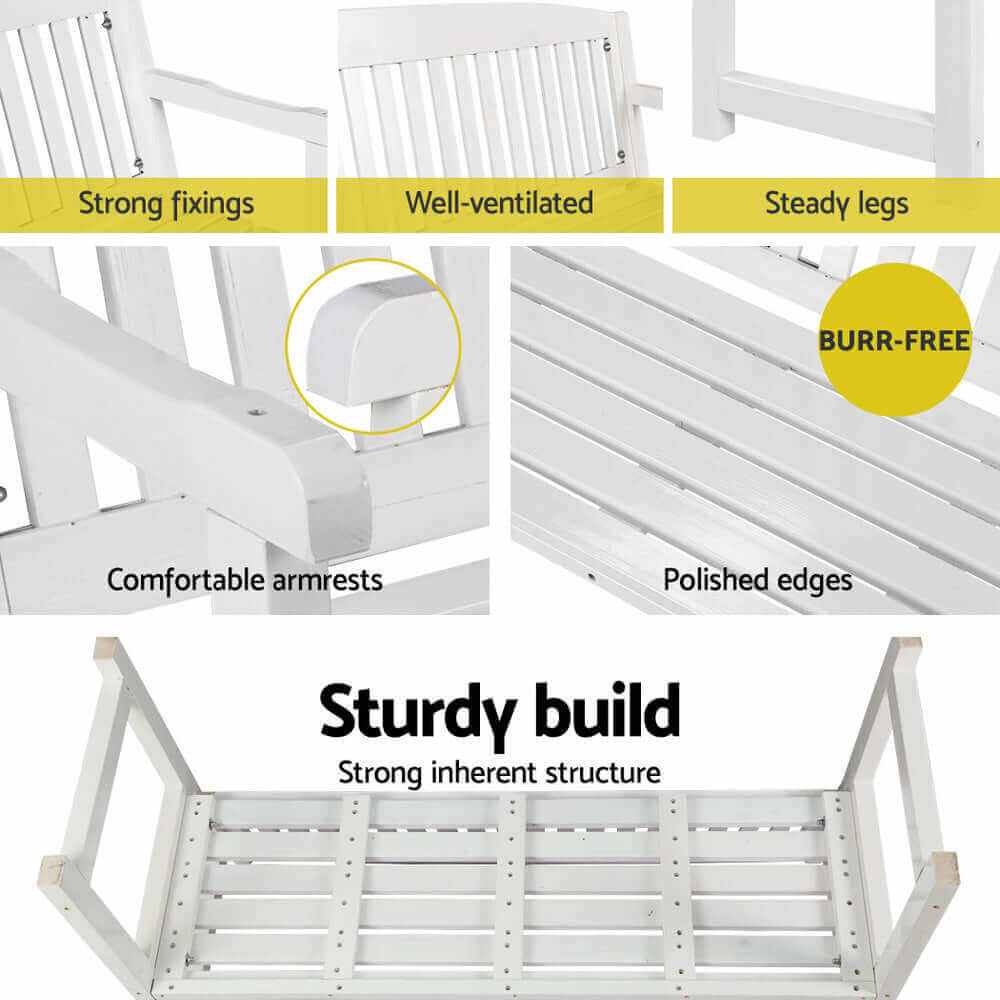 Gardeon Outdoor Garden Wooden 2 Seater Bench - White