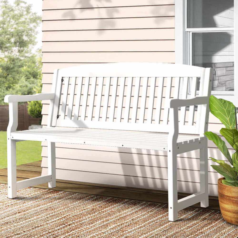 Gardeon Outdoor Garden Wooden 2 Seater Bench - White