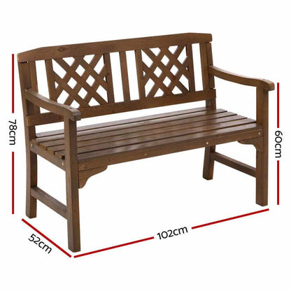 Gardeon 2 Seat Outdoor Garden Bench Wooden Chair  - Natural