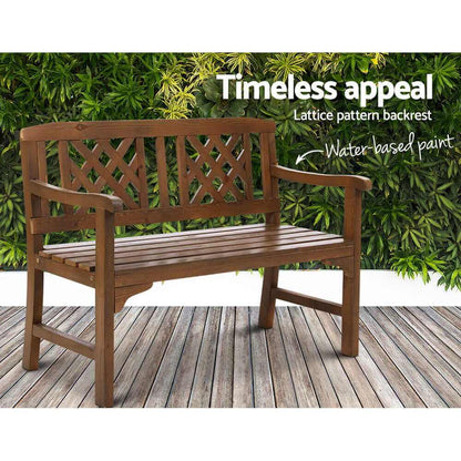 Gardeon 2 Seat Outdoor Garden Bench Wooden Chair  - Natural