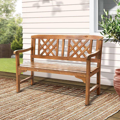 Gardeon 2 Seat Outdoor Garden Bench Wooden Chair  - Natural