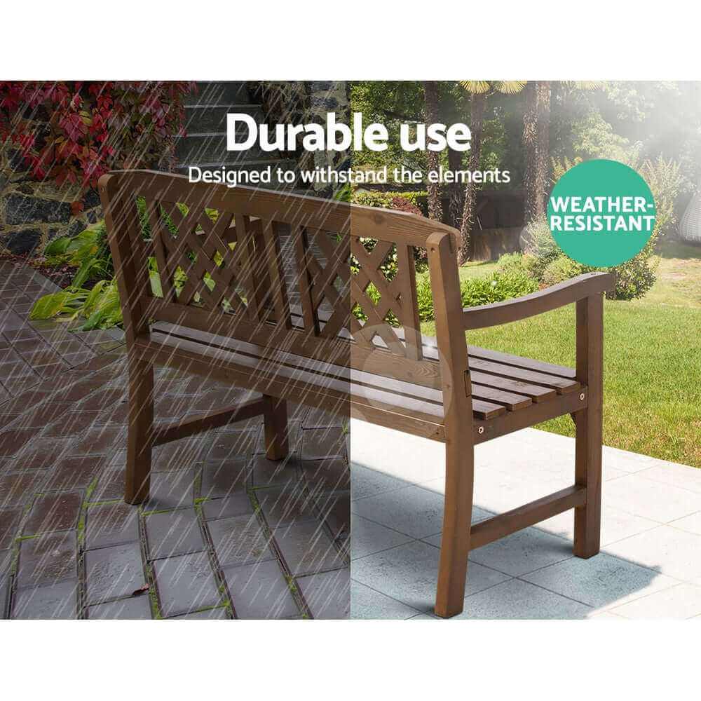 Gardeon 2 Seat Outdoor Garden Bench Wooden Chair  - Natural