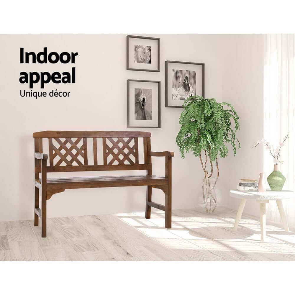 Gardeon 2 Seat Outdoor Garden Bench Wooden Chair  - Natural