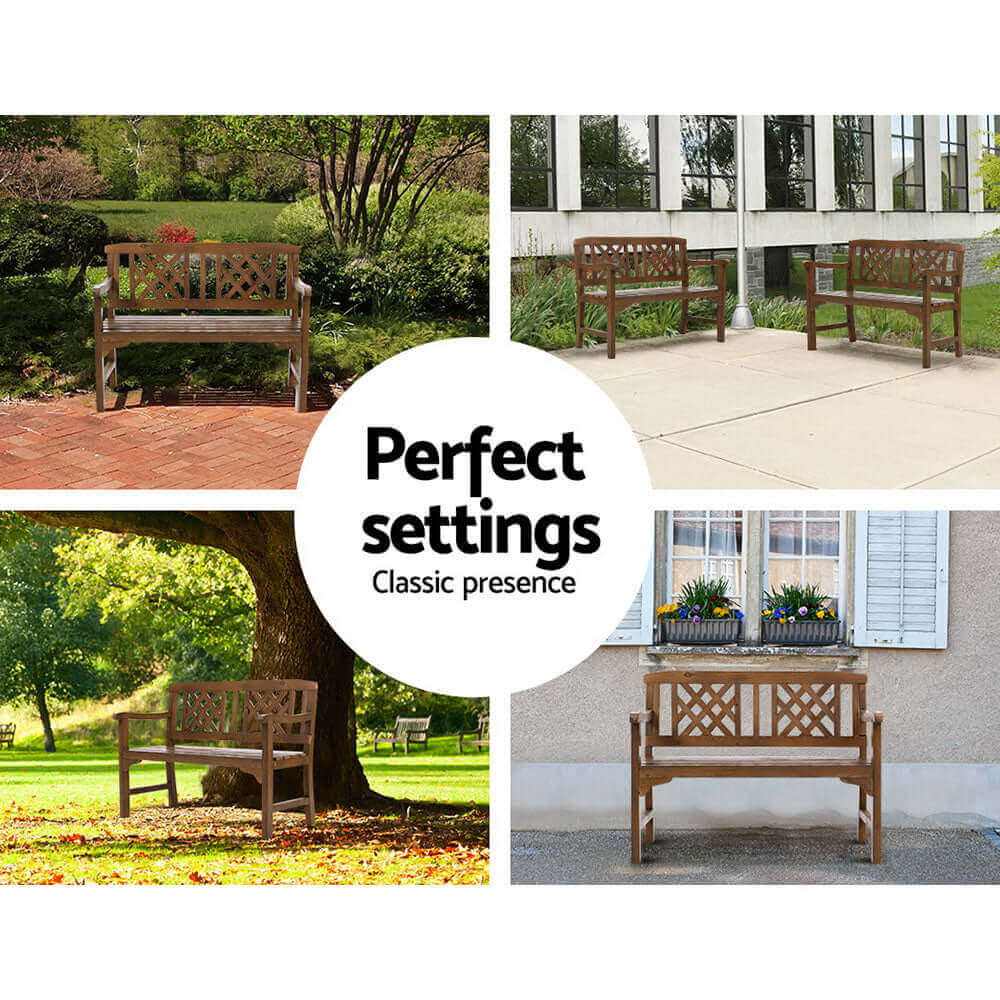 Gardeon 2 Seat Outdoor Garden Bench Wooden Chair  - Natural