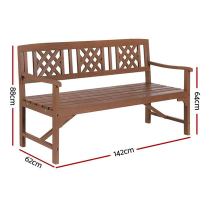 Gardeon Outdoor Garden Bench Wooden Chair 3 Seat Patio Furniture Loung