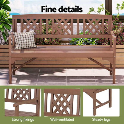 Gardeon Outdoor Garden Bench Wooden Chair 3 Seat Patio Furniture Loung