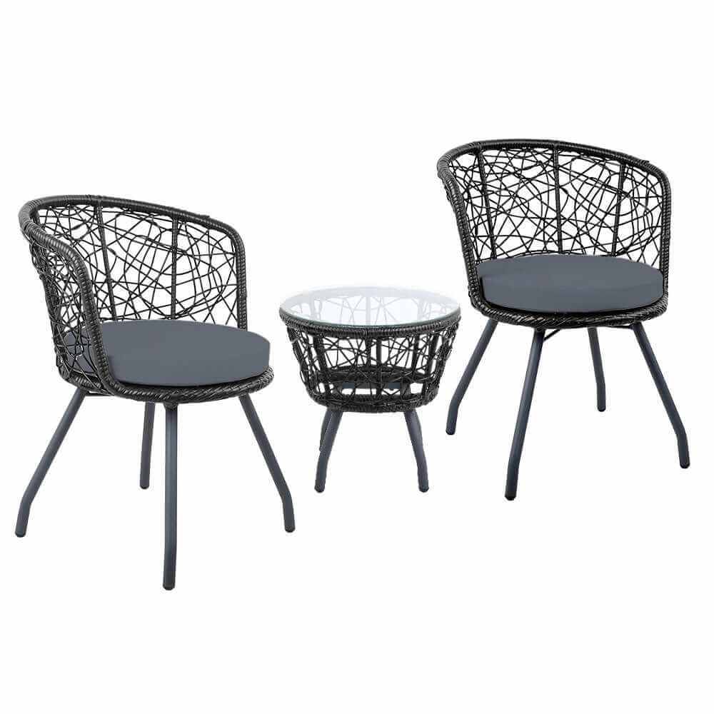 black rattan garden table and chairs