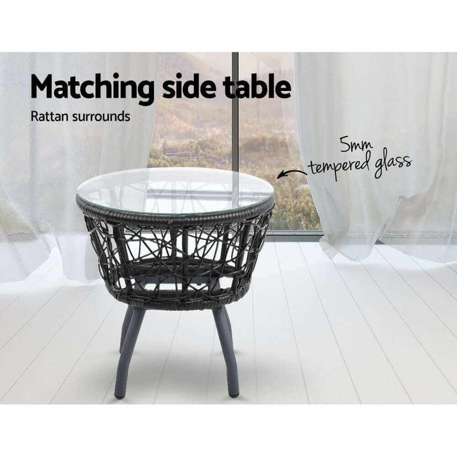 black rattan garden table and chairs