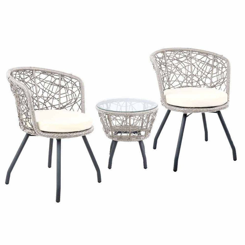 grey rattan garden table and chairs