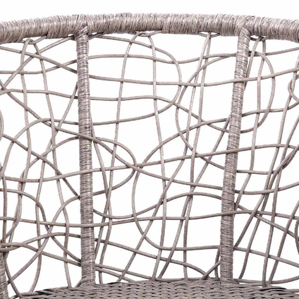 Gardeon 3PC Garden Bistro Set Rattan Table and Chairs - Grey