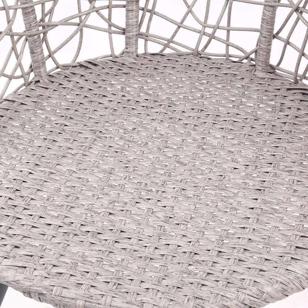 Gardeon 3PC Garden Bistro Set Rattan Table and Chairs - Grey