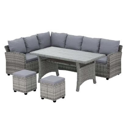 Garden Outdoor Dining Set Wicker Table Chairs Setting 8 Seater