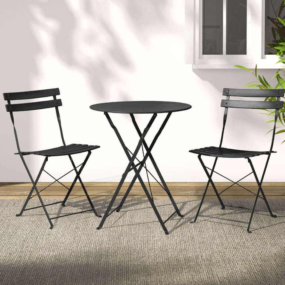 Outdoor Bistro Set Steel Table