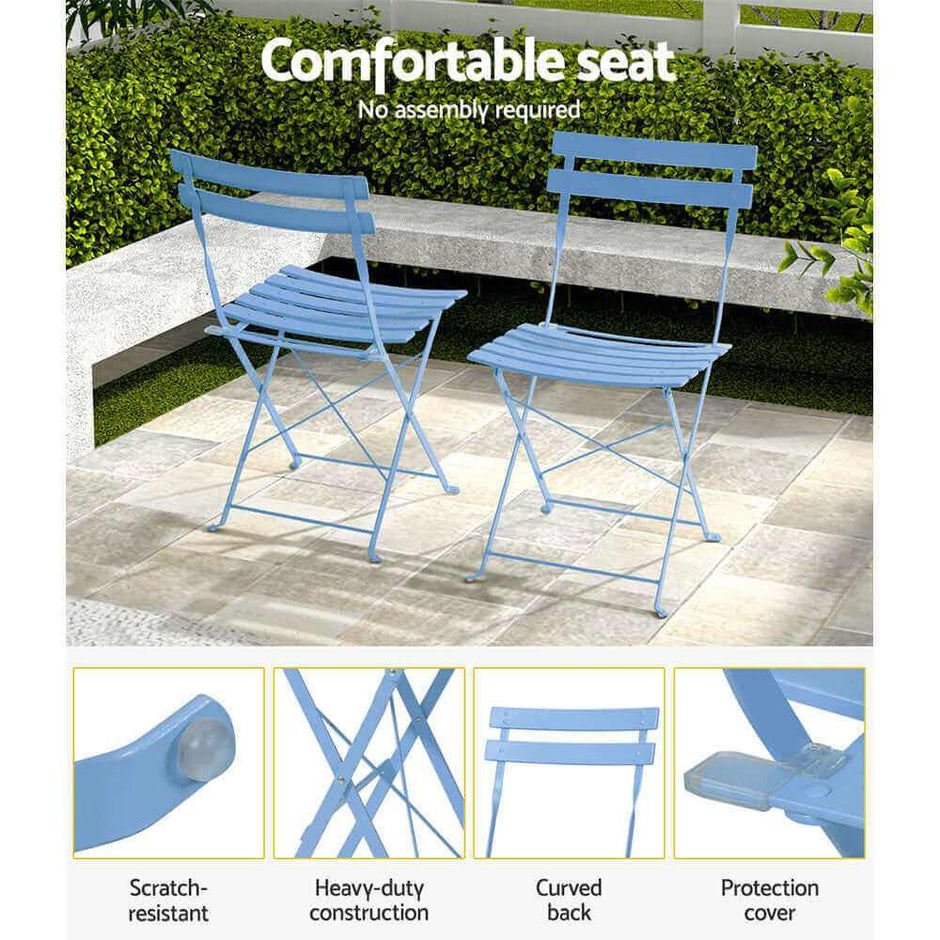 Bistro Set Patio Furniture Blue