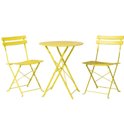 Gardeon 3PC Outdoor Metal Bistro Set - Yellow