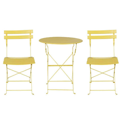 Gardeon 3PC Outdoor Metal Bistro Set - Yellow