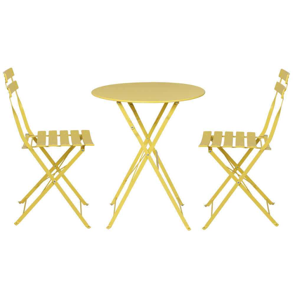 Gardeon 3PC Outdoor Metal Bistro Set - Yellow