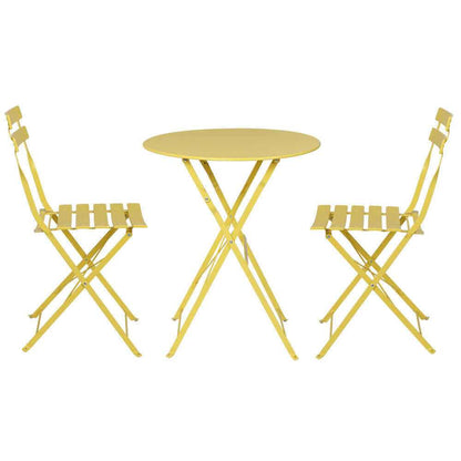 Gardeon 3PC Outdoor Metal Bistro Set - Yellow