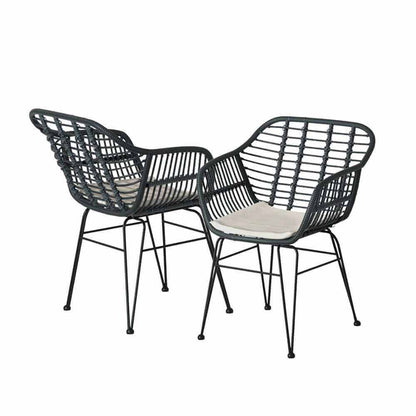 Gardeon 3PC Outdoor Furniture Pool Chairs And Table - Grey