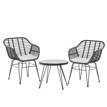 Gardeon 3PC Outdoor Furniture Pool Chairs And Table - Grey