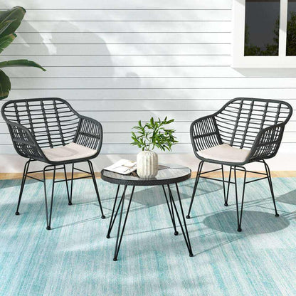 Gardeon 3PC Outdoor Furniture Pool Chairs And Table - Grey