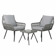 Gardeon 3PC Outdoor Furniture Bistro Table And Chairs Set - Grey