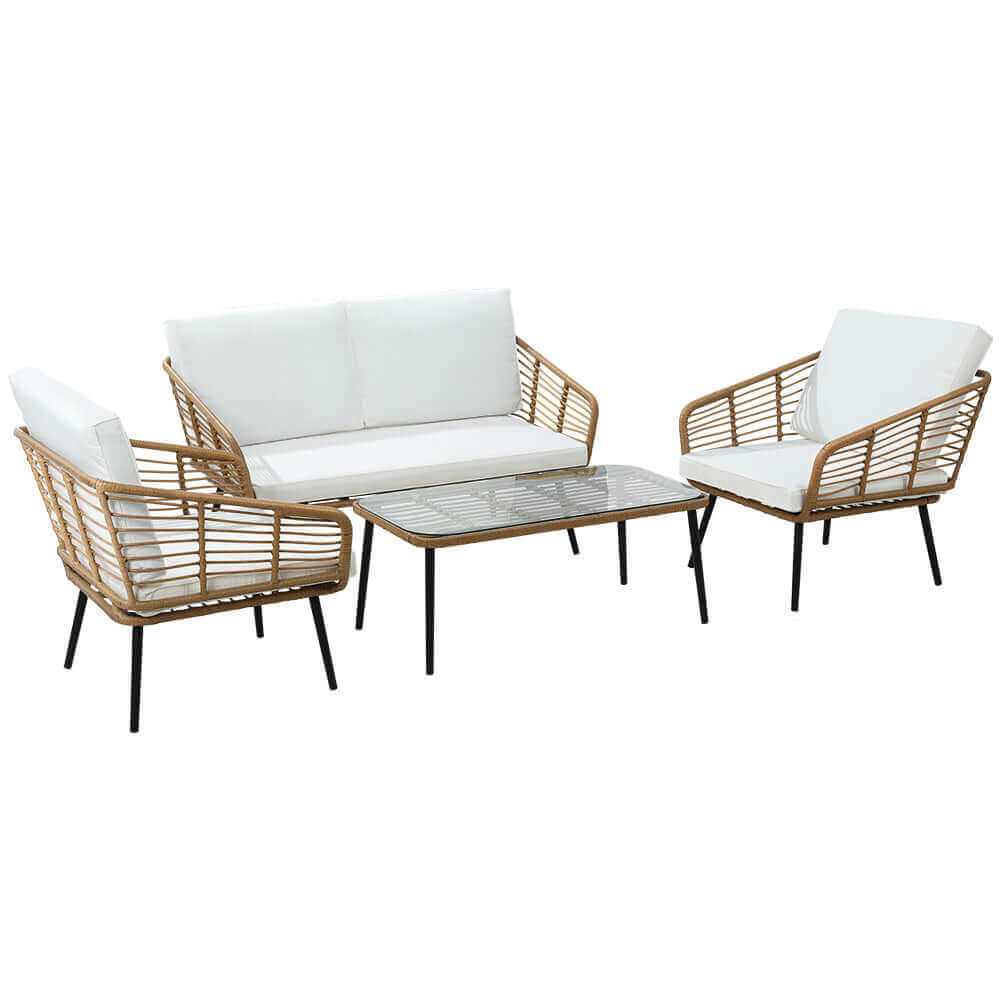 rattan sofa and coffee table set-Upinteriors