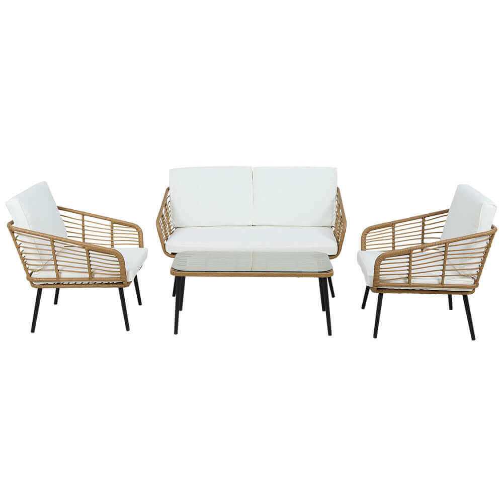 Gardeon 4-Piece Rattan Outdoor Sofa and Coffee Table Set