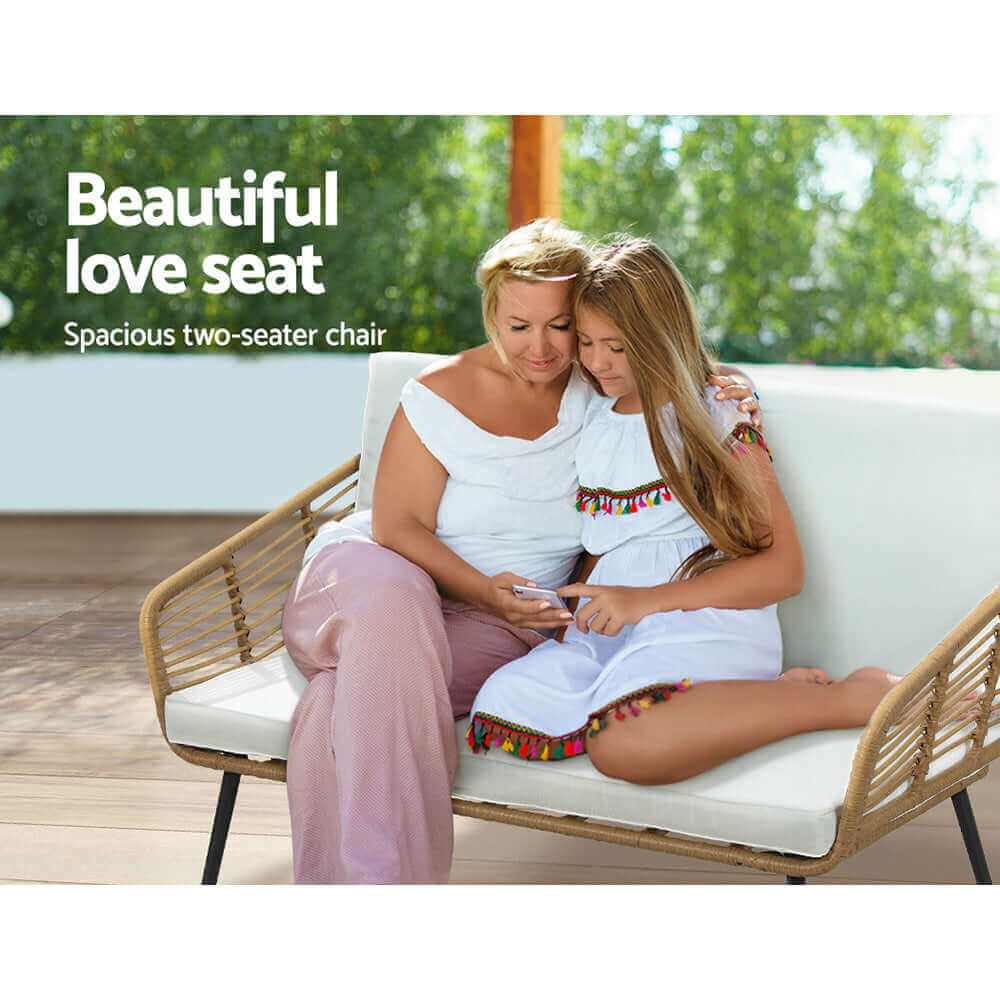 Gardeon 4-Piece Rattan Outdoor Sofa and Coffee Table Set
