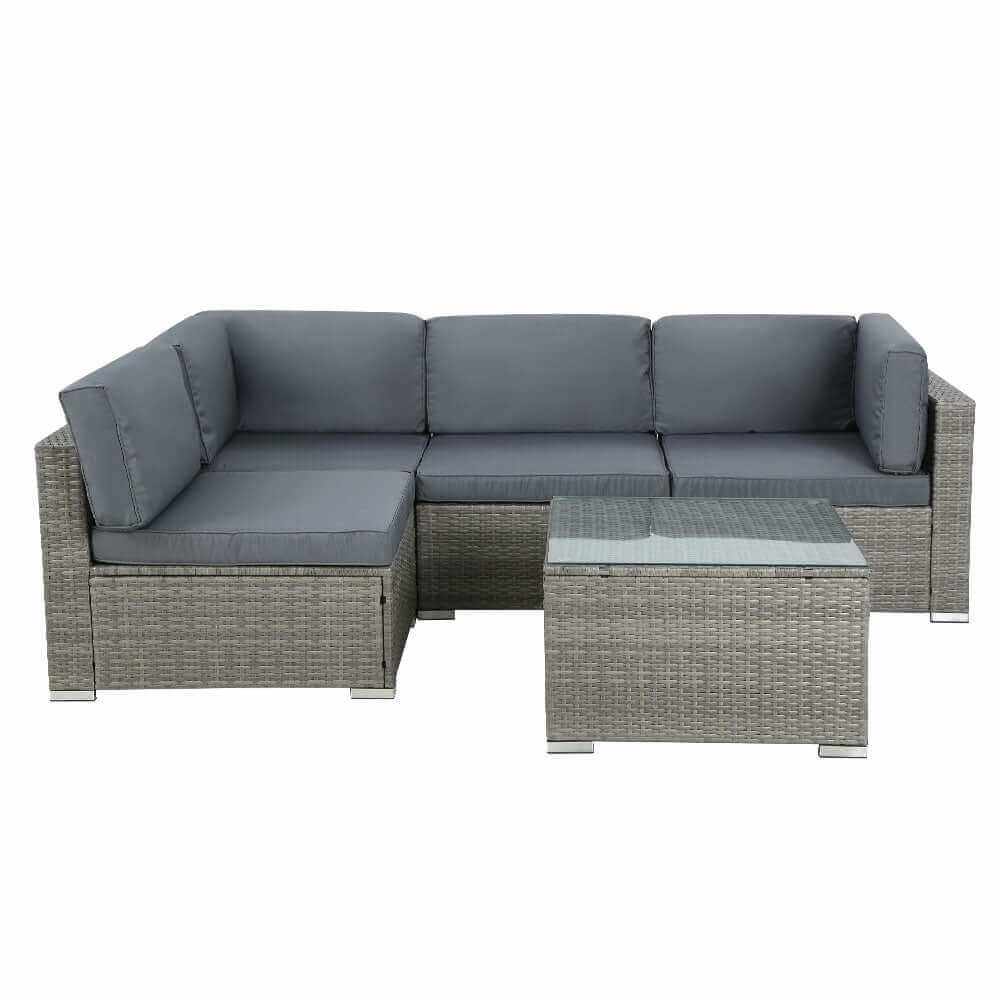 Gardeon 5-Piece Outdoor Sofa Set Wicker Couch Lounge Setting 4 Seater 