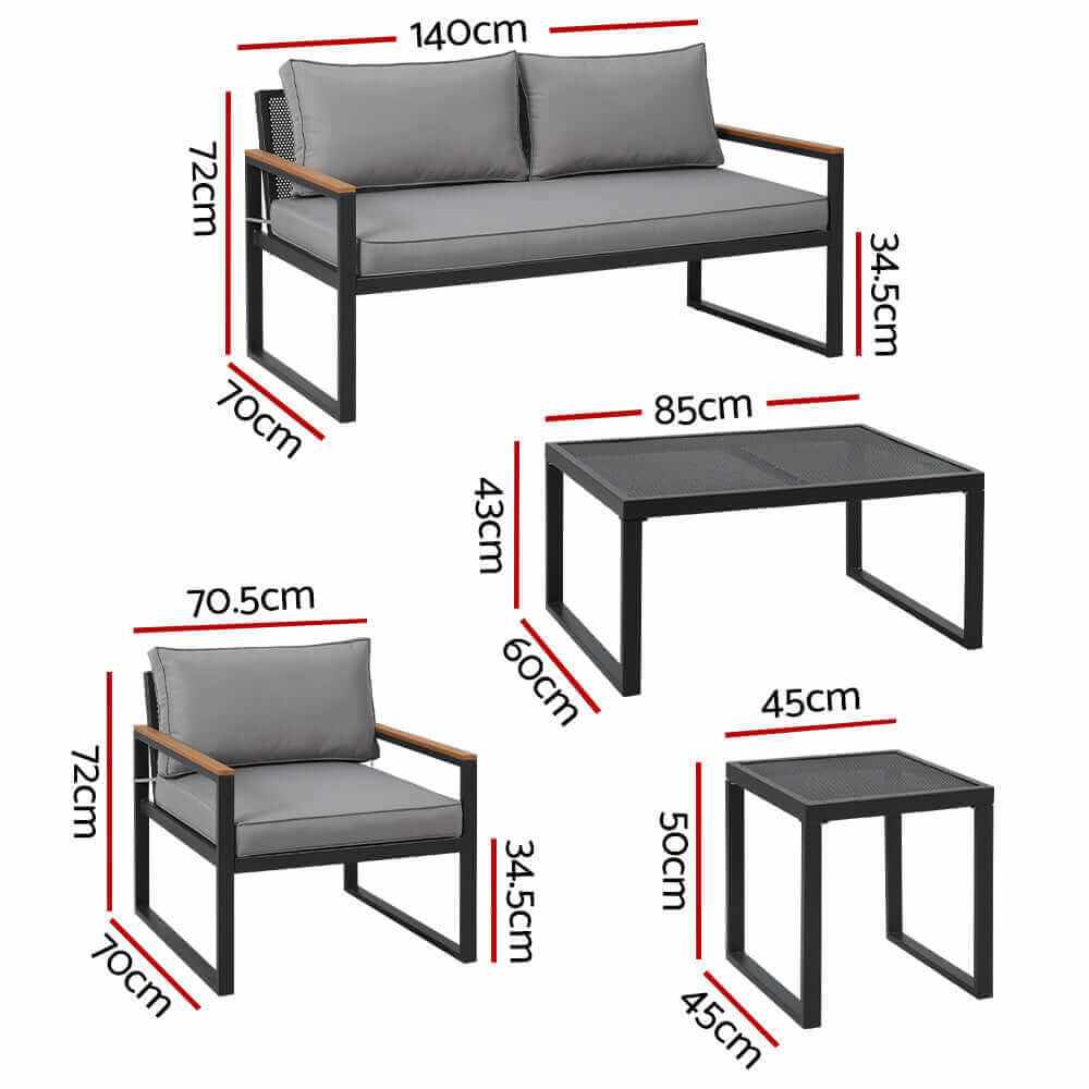 Gardeon Outdoor Sofa 3 Seat Corner Modular Lounge Set