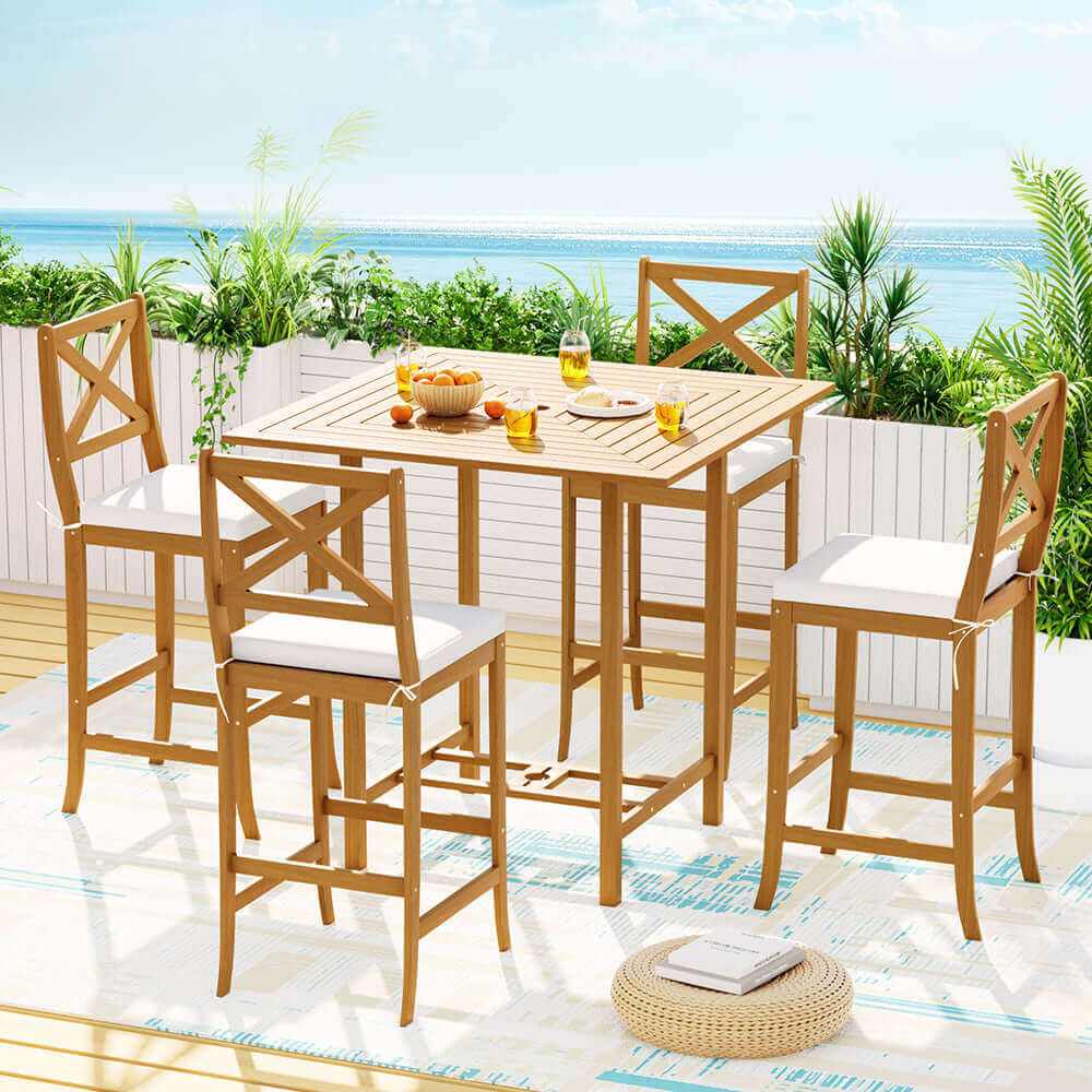 Gardeon 5-Piece Outdoor Bistro Table And Chairs