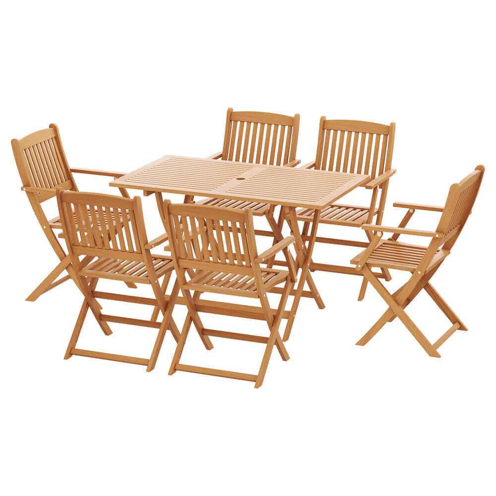 Gardeon 7 Piece Outdoor Folding Table And Chairs Set