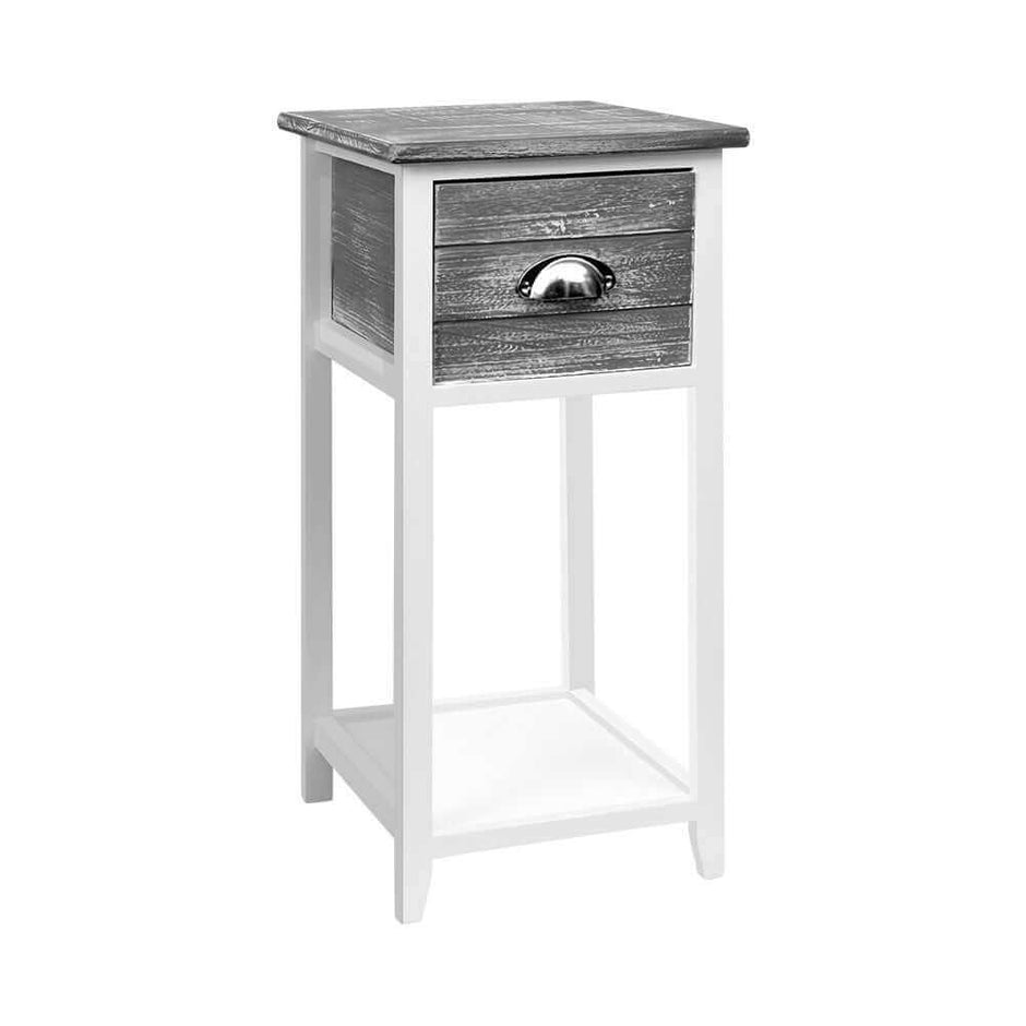 Bedside Table with Drawer Grey